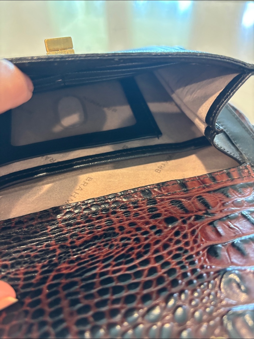 Brahmin Black & Brown Croc-Accent Crossbody - Picture 7 of 8